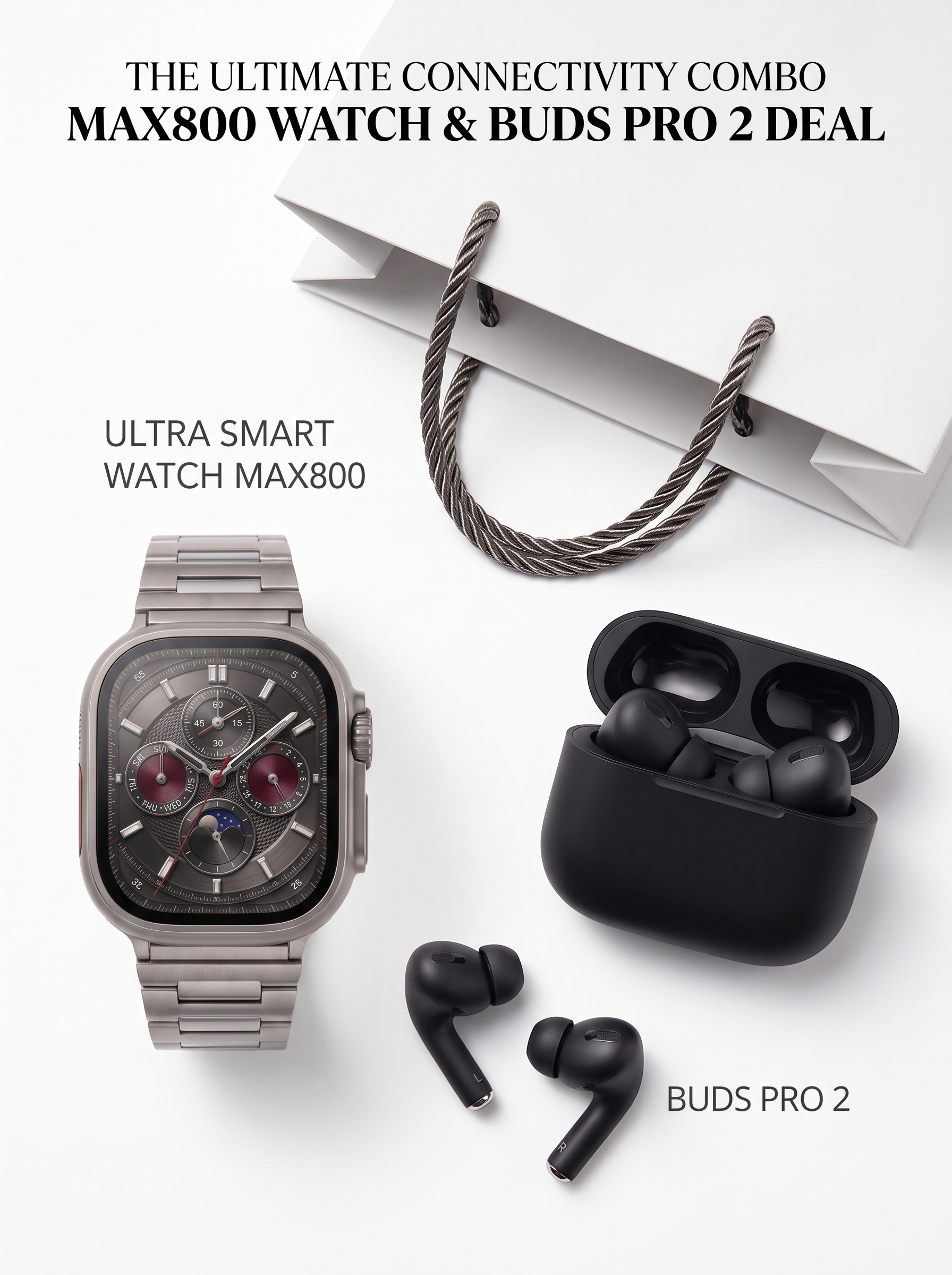 Ultra Max 800 Smart Watch with Buds Pro 2 – Ultimate Budget Combo